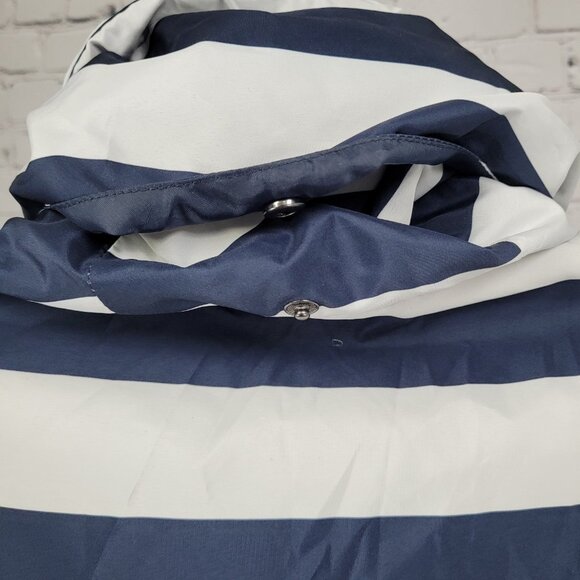 Zara Navy White Boxy Hideable Hood Lightweight Windbreaker Jacket Size Large L - Picture 12 of 16